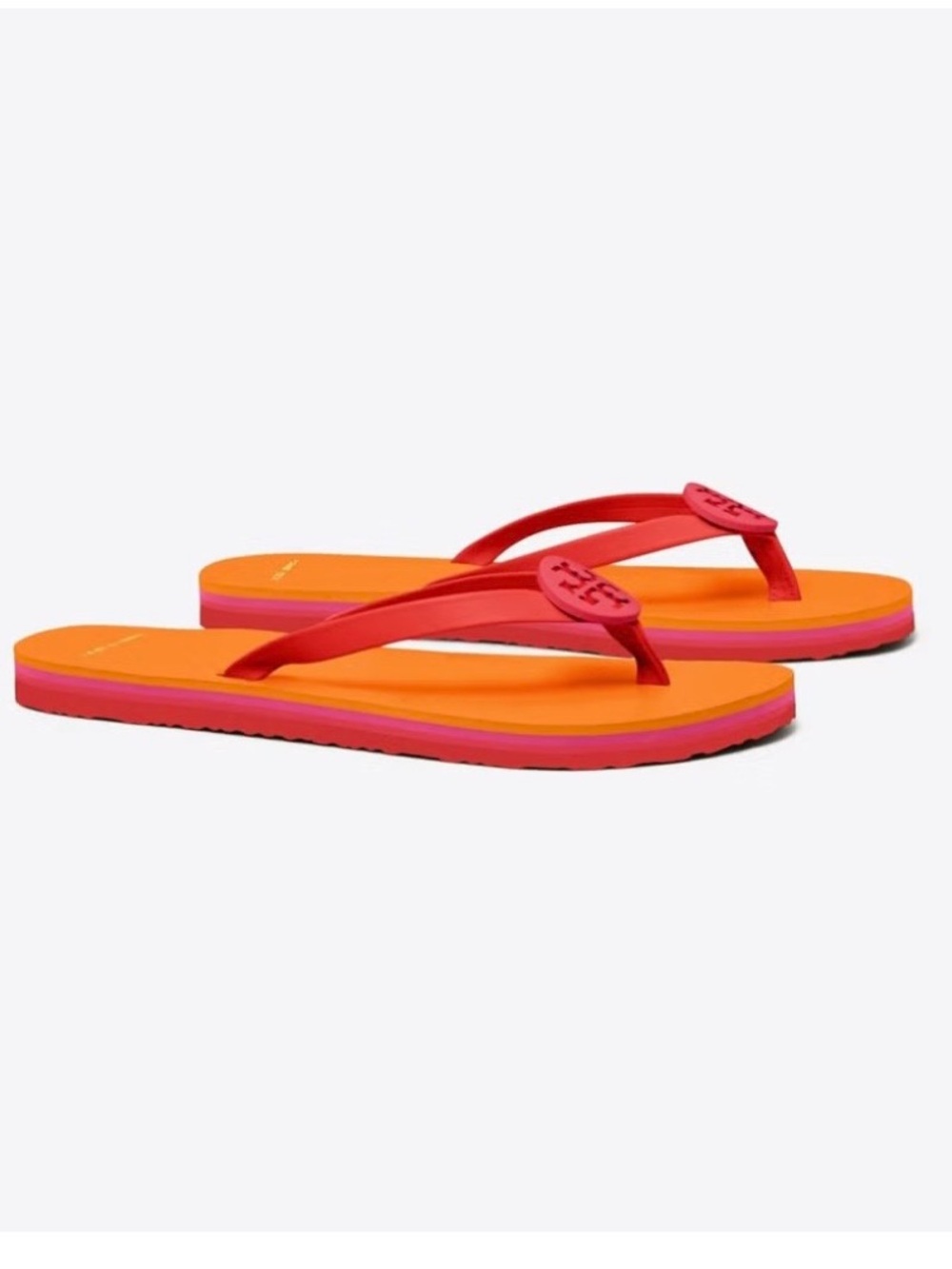 Tory Burch Minnie Flip-Flop in Orange & Pink -Size 8- NWOT- never wore before
